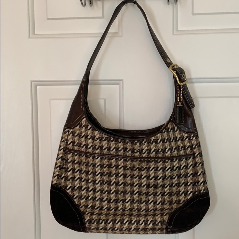 Coach- houndstooth like brown and tan pattern